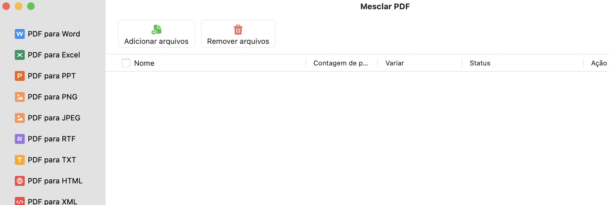 Clique em Adicionar Arquivos