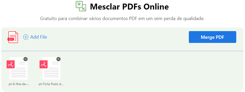 Clique no Botão Mesclar PDF