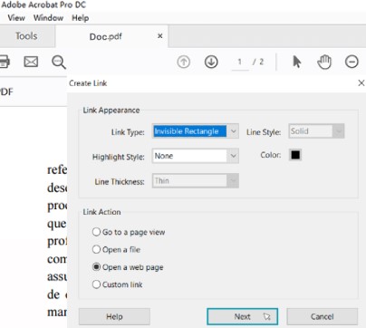 como colocar link em um pdf