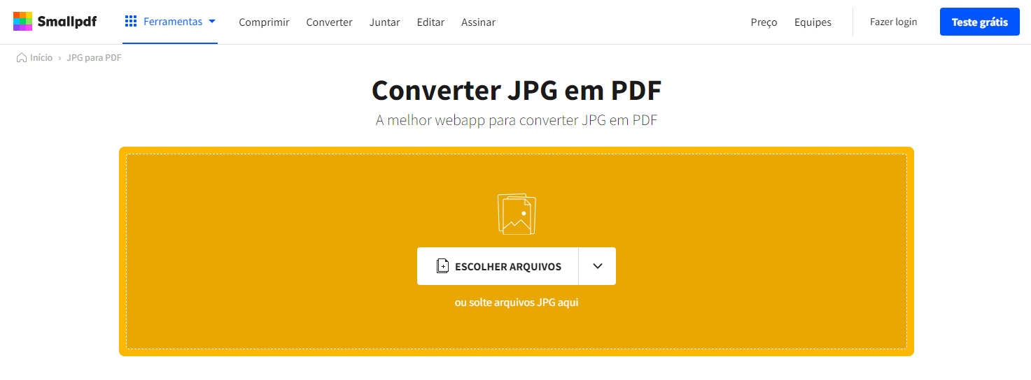 Comprar Smallpdf para converter JPG para PDF online
