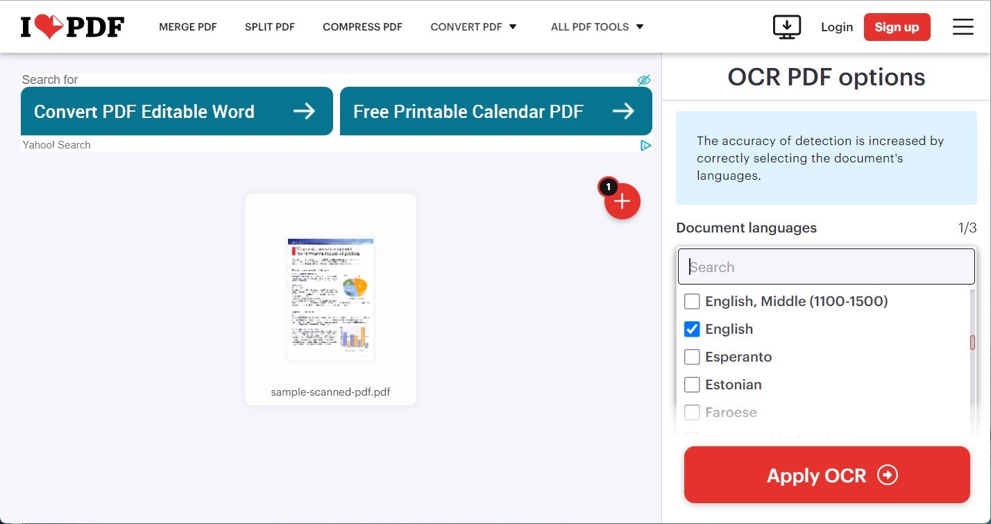 Converter PDF Digitalizado para Editável Online com iLovePDF