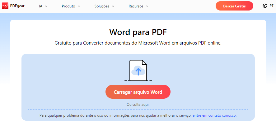 Converter currículo para PDF online grátis com PDFgear