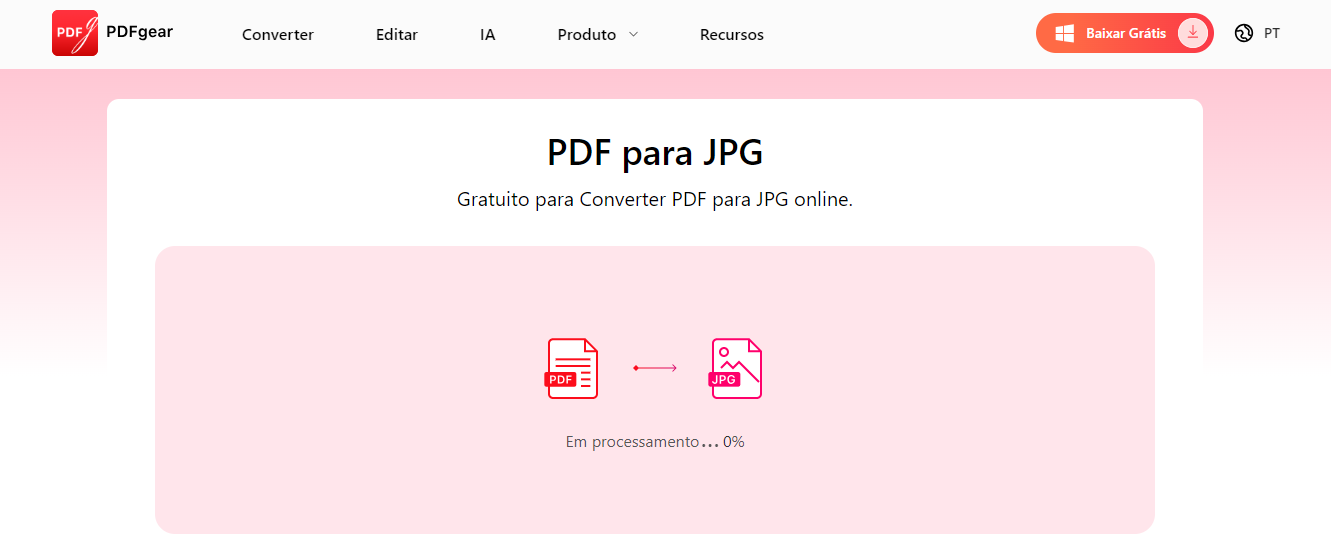 Converter PDF para JPG gratuitamente online com PDFgear