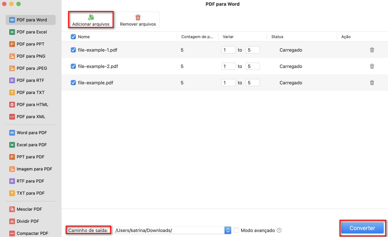 Converter PDF para Word em Lote no Mac