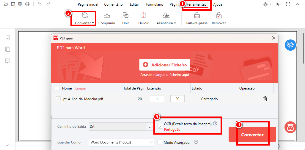 Converter um PDF Digitalizado para Word no PDFgear