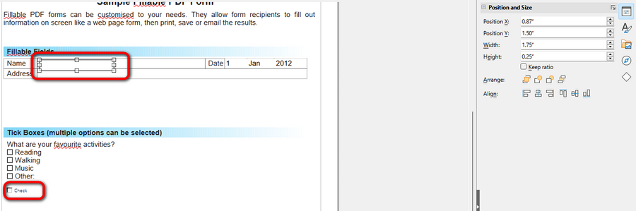Create a PDF Form in LibreOffice