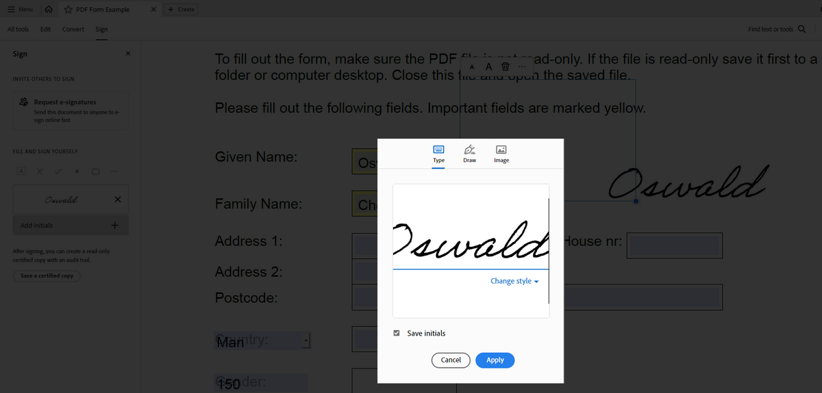Create Signatures in Adobe