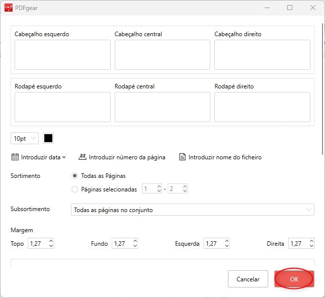 Defina parâmetros e estilos no PDFgear