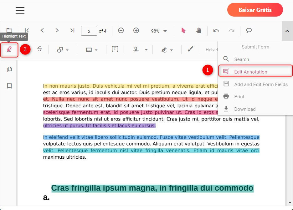 Destacar Texto em PDF Online