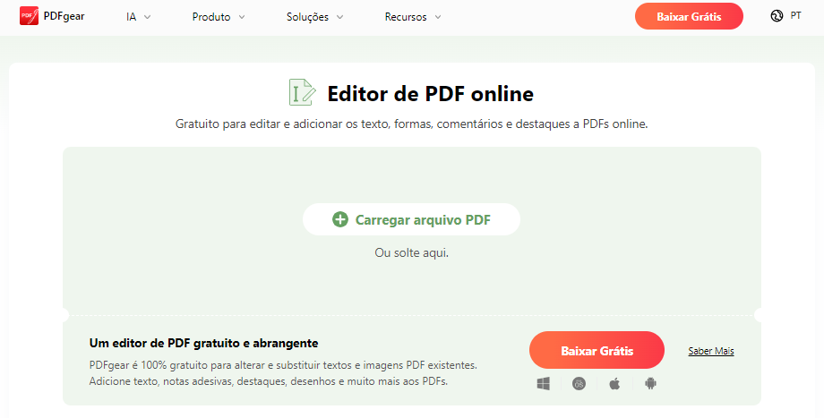 Editar currículo em PDF grátis online com PDFgear