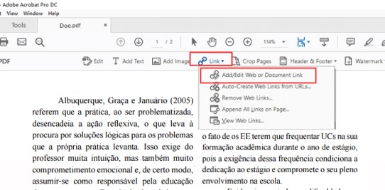 como colocar um link no pdf