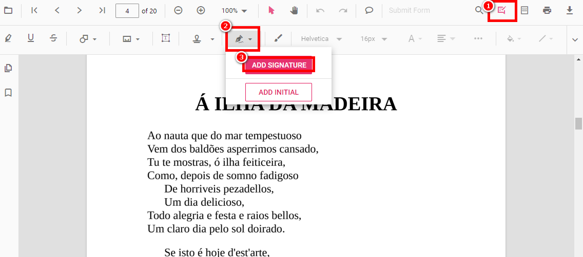 Find Signature Button