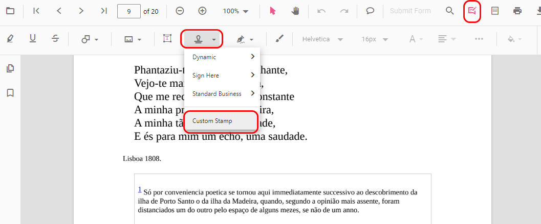Localizar Botão Custom Stamp