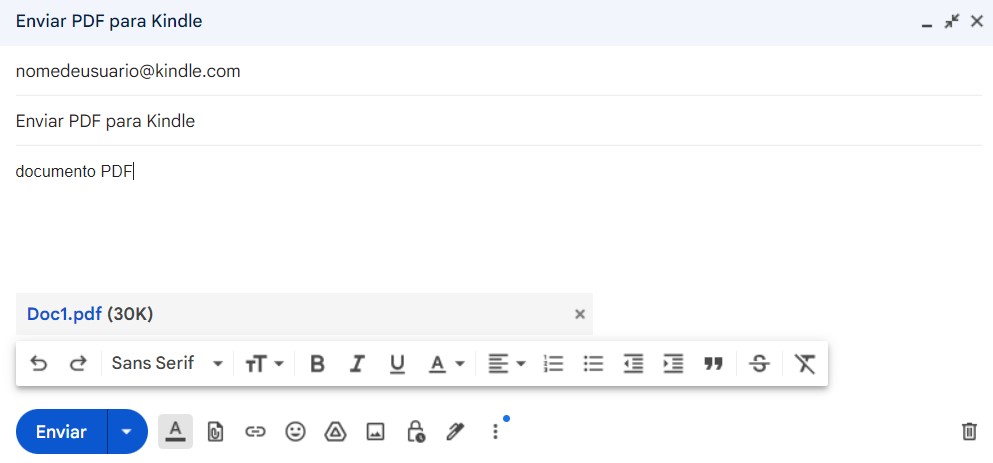 como enviar pdf para o kindle por email