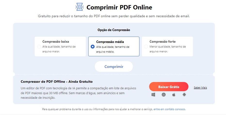 como diminuir o tamanho de um arquivo pdf gratis