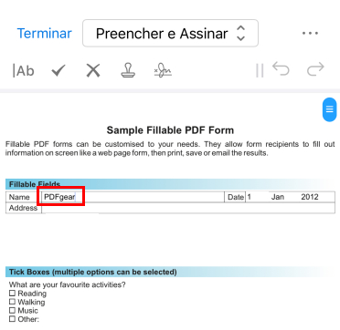 Digitar para Preencher