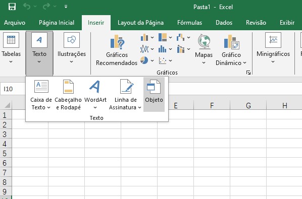 como inserir pdf no excel