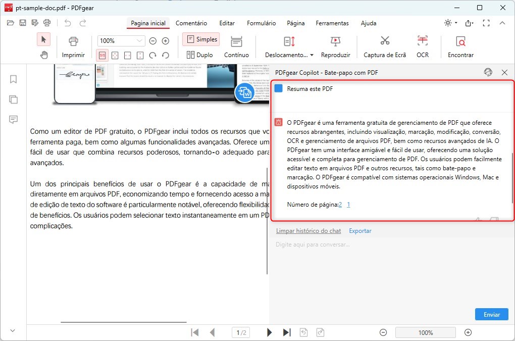 Lendo PDFgear Usando PDFgear Integrado ao ChatGPT