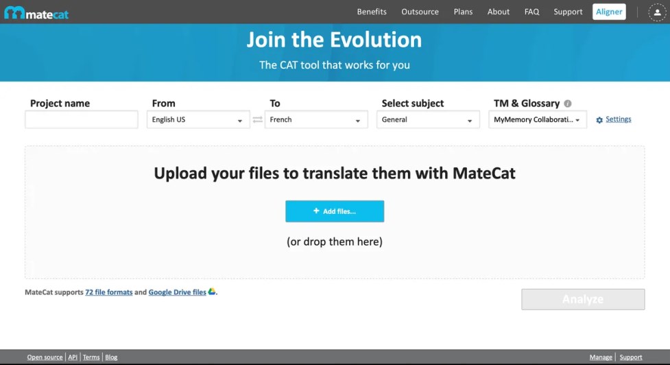 Tradutor de IA Matecat