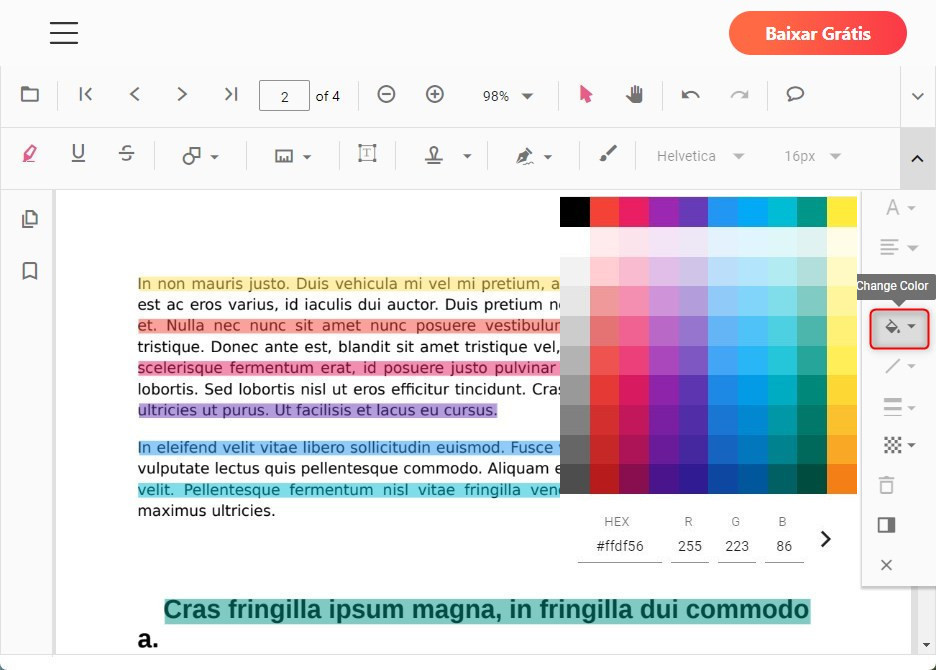 Mudar Cor do Destaque