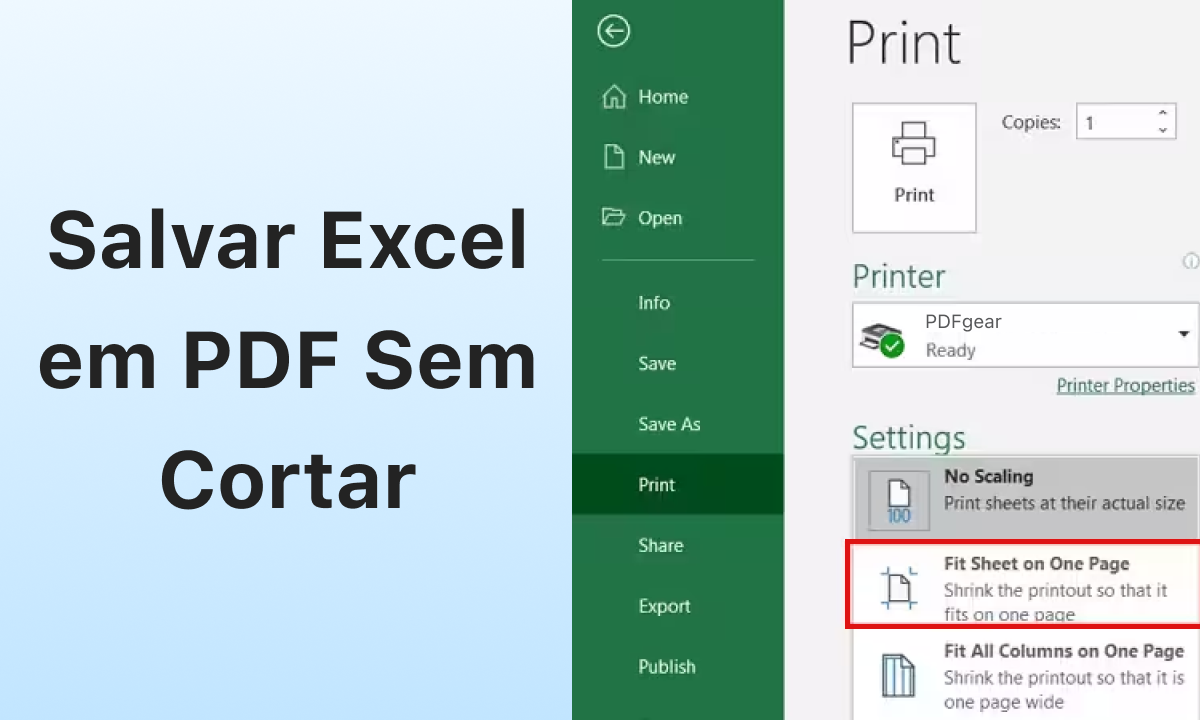 Salvar Excel em PDF Sem Cortar