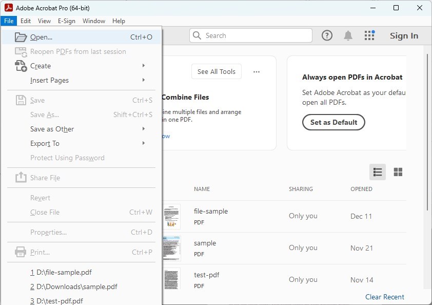 Abrir um PDF no Adobe Acrobat