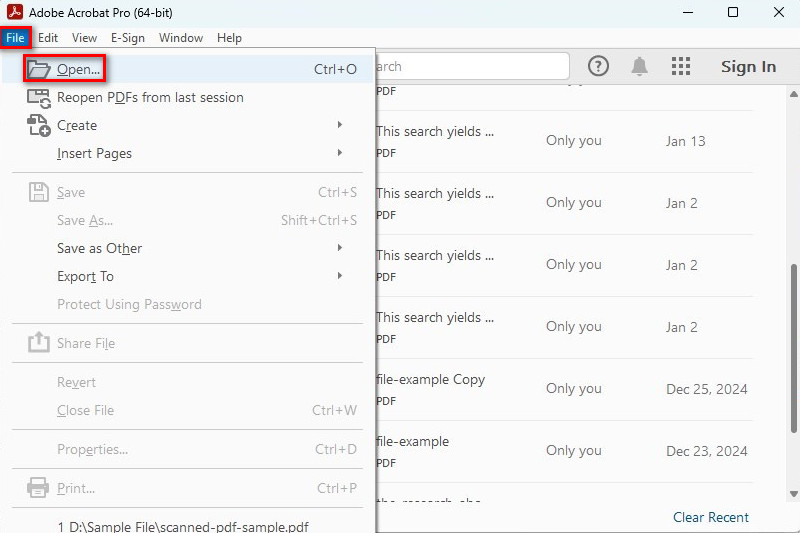 Abrir um PDF Escaneado no Acrobat