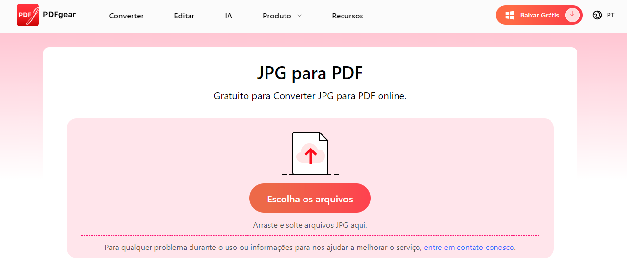 PDFgear conversor de JPG pra PDF online grátis
