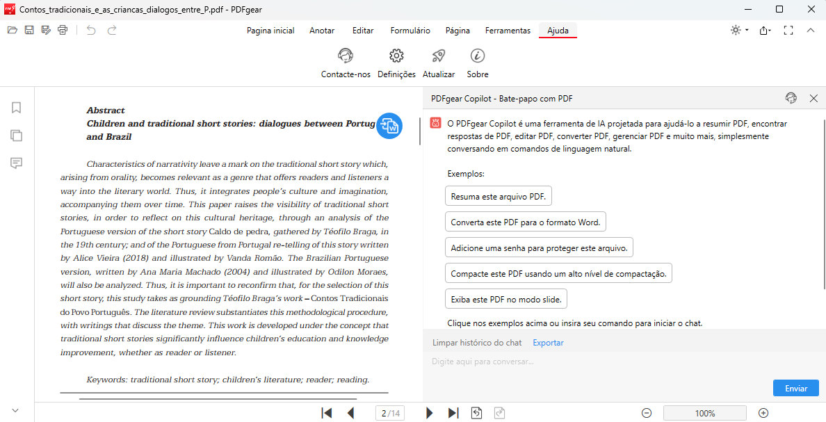 Ferramentas de IA Gratuitas do PDFgear para conversar com qualquer PDF
