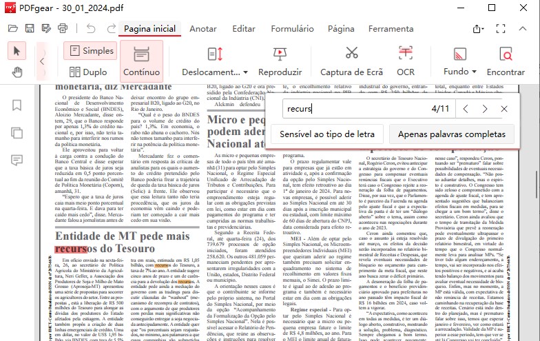 Pesquisar palavras em PDF com PDFgear