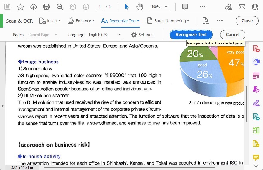 Reconhecer Texto nas Páginas Selecionadas