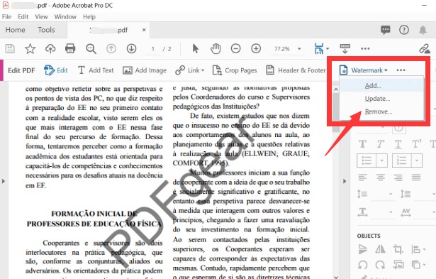 como tirar a marca dagua de um pdf