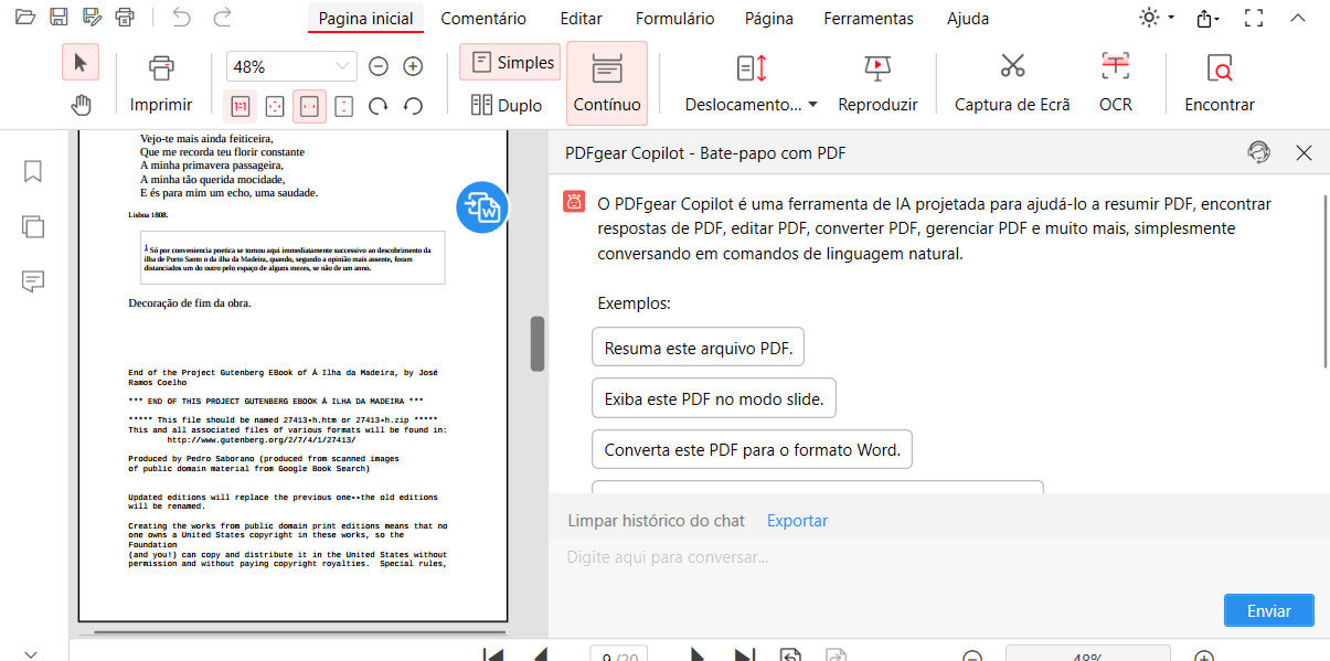 Resuma um PDF Com o Chatbot do PDFgear