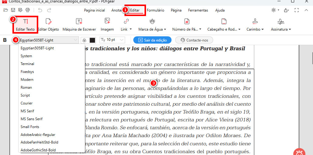 Selecione Texto e Verifique a Fonte