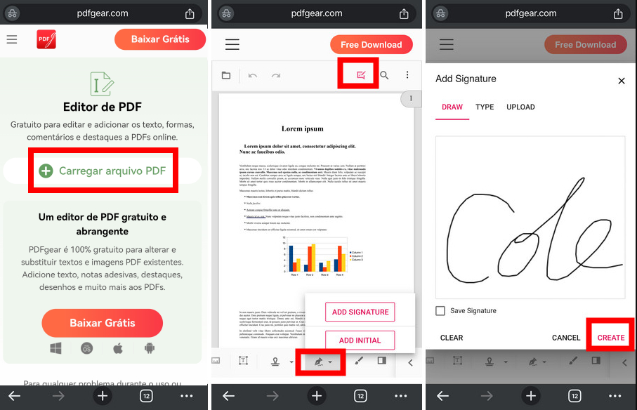 Assinar no PDF no iPhone Online