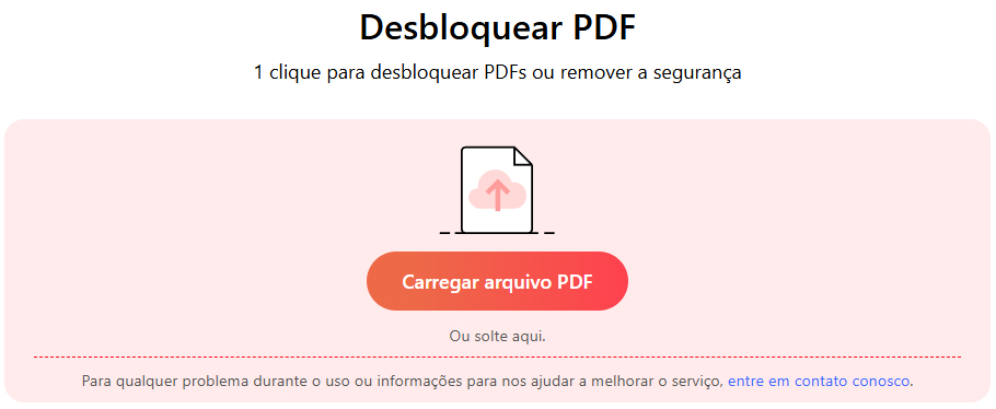 Faça Upload de um Arquivo para o Desbloqueador de PDF Online
