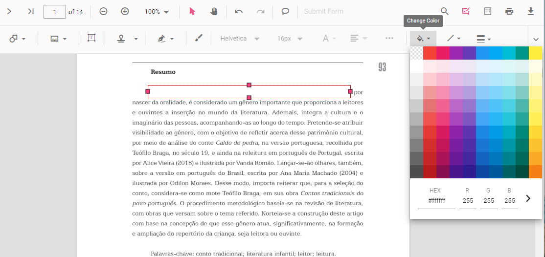 Esconder o Texto do PDF