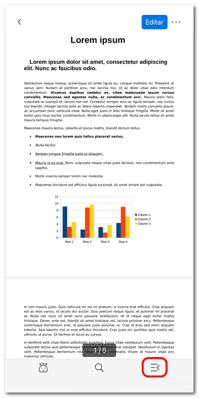 Abrir o painel de marcadores e anotações