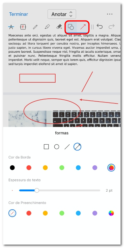 Adicionar formas ao PDF no iOS