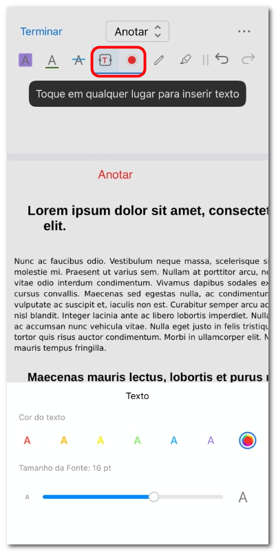 Adicionar texto ao PDF no iOS