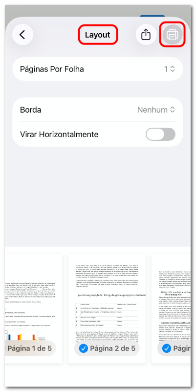 Ajustar o layout da página para impressão no iOS