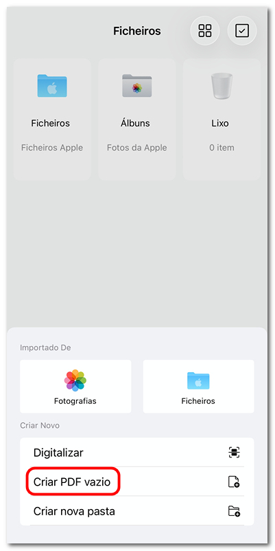 Criar PDF em Branco no PDFgear no iOS