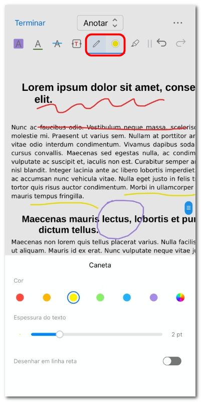 Desenhar no PDF com caneta