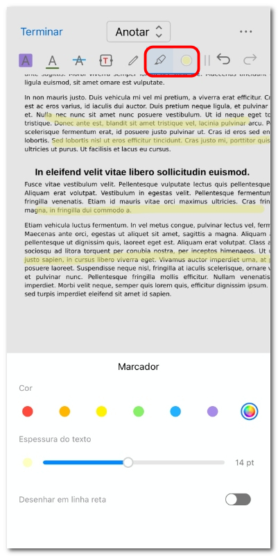Desenhar no PDF com marcador