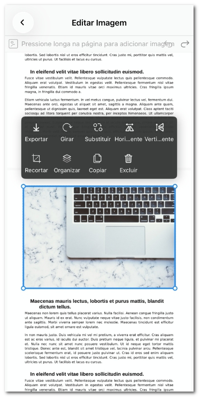 Editar imagem existente em PDF no iOS
