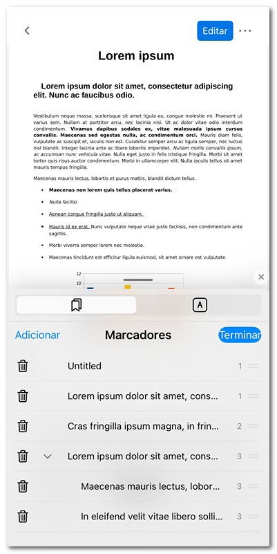 Editar os marcadores no iOS