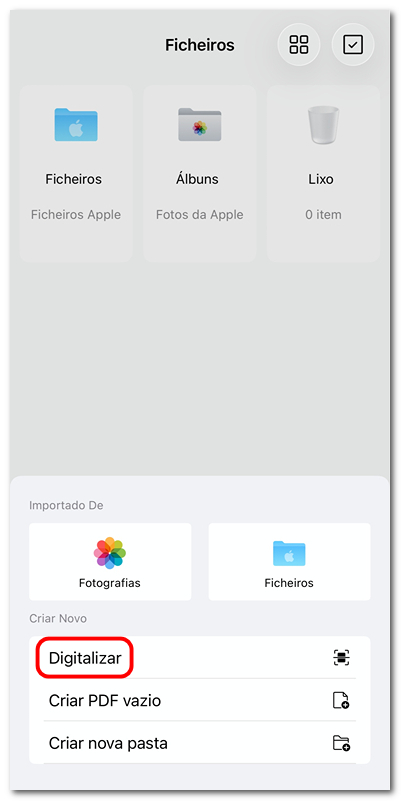 Escolher Digitalizar Documento para PDF
