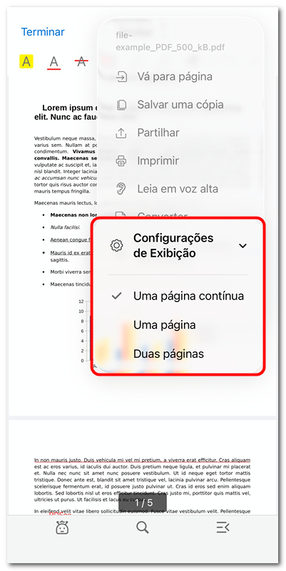 Escolher o modo de visualização de página