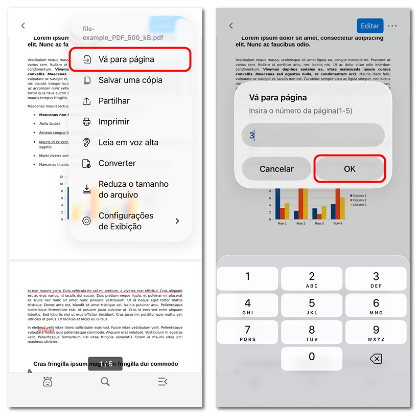 Ir para uma Página Específica no PDFgear para iOS