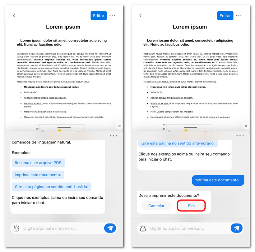 Pedir ao Copilot para imprimir o PDF